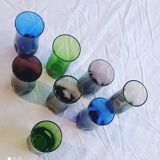 8 verres à liqueur, verre fumé, verrerie de Portieux, 1970's