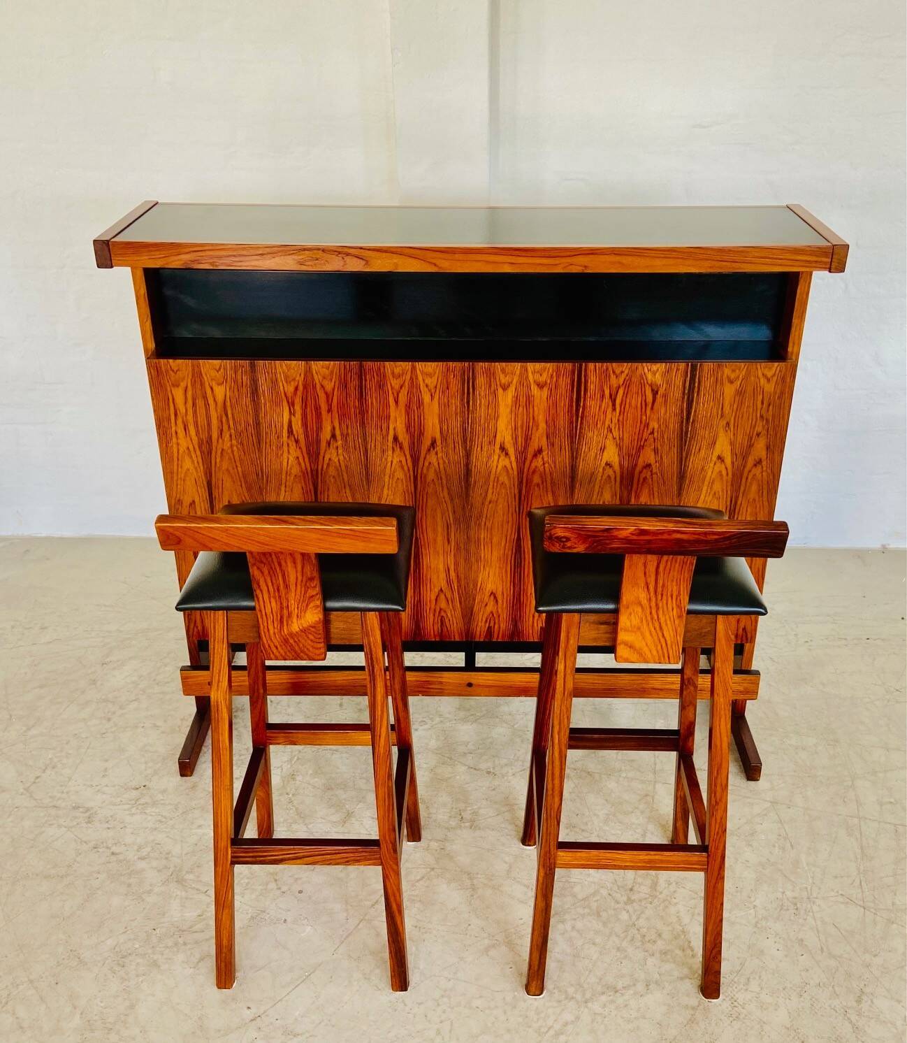 Mid-century rosewood bar and stools by Niels Erik Glasdam Jensen 1960s