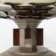 Coupe à fruits Art Déco en verre, bois et métal, France, années 1940