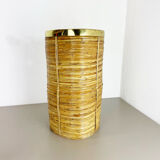 Mid-century rattan and brass bauhaus waste paper bin, france, 1960s