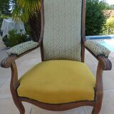 *Louis Philippe style Voltaire armchair in quality wood weathered by time - the backrest and l