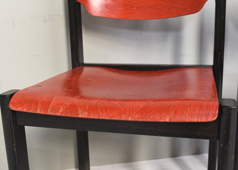 Italian postmodern stacking chairs in Sottsass style, Italy, 1970s, set of 14
