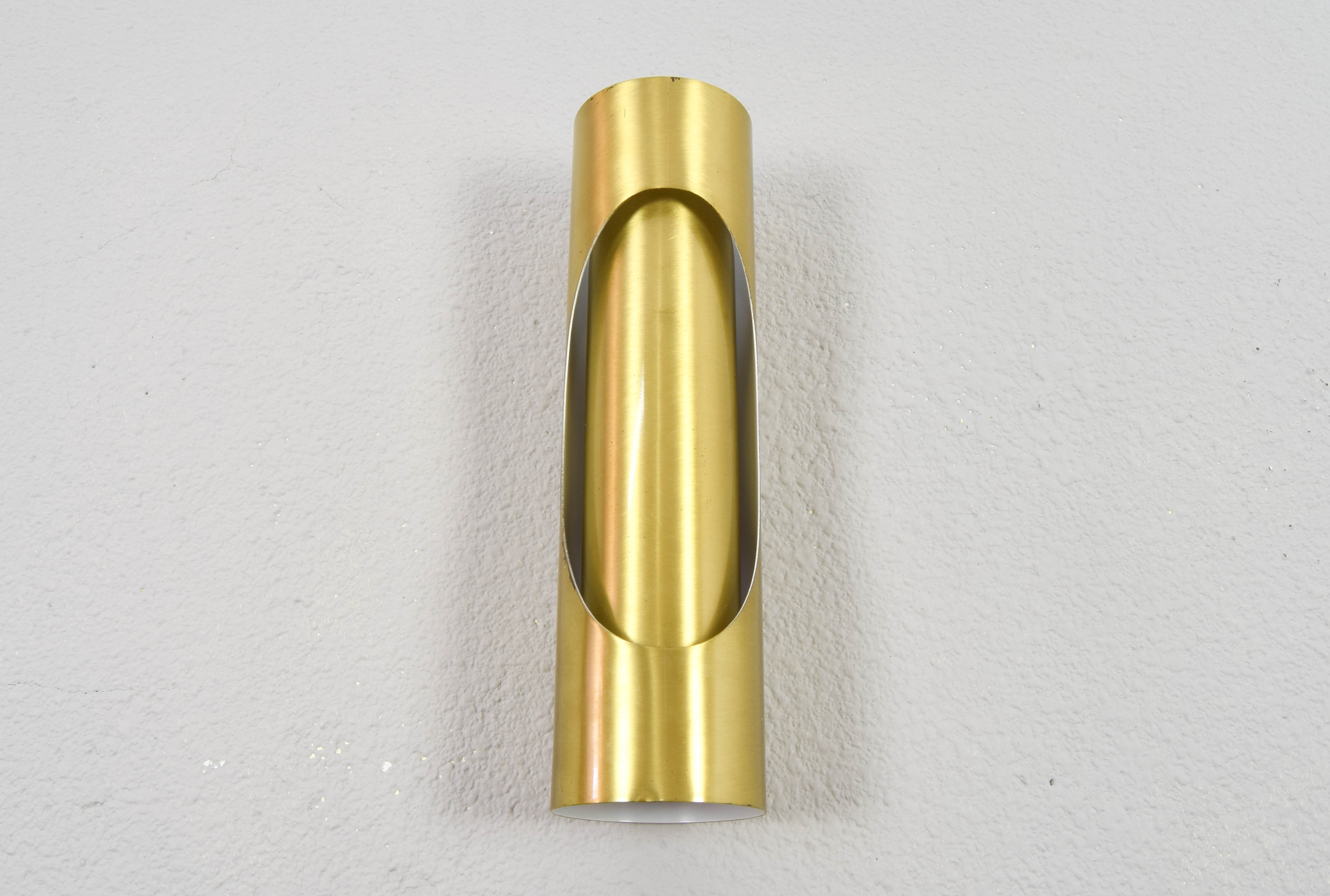 Mid Century Modern Space Age Brass Sconce by Marca SL Spain, 70s