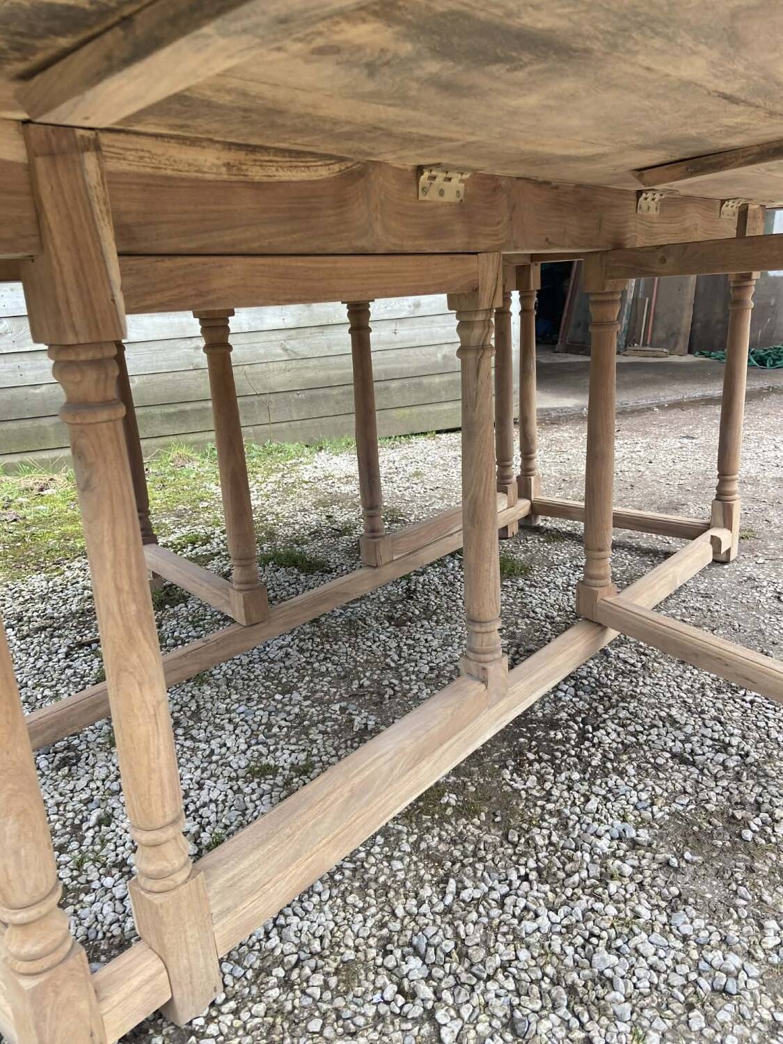Large gateleg table in raw wood