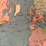 Old lithograph world map of 1951 (large format)