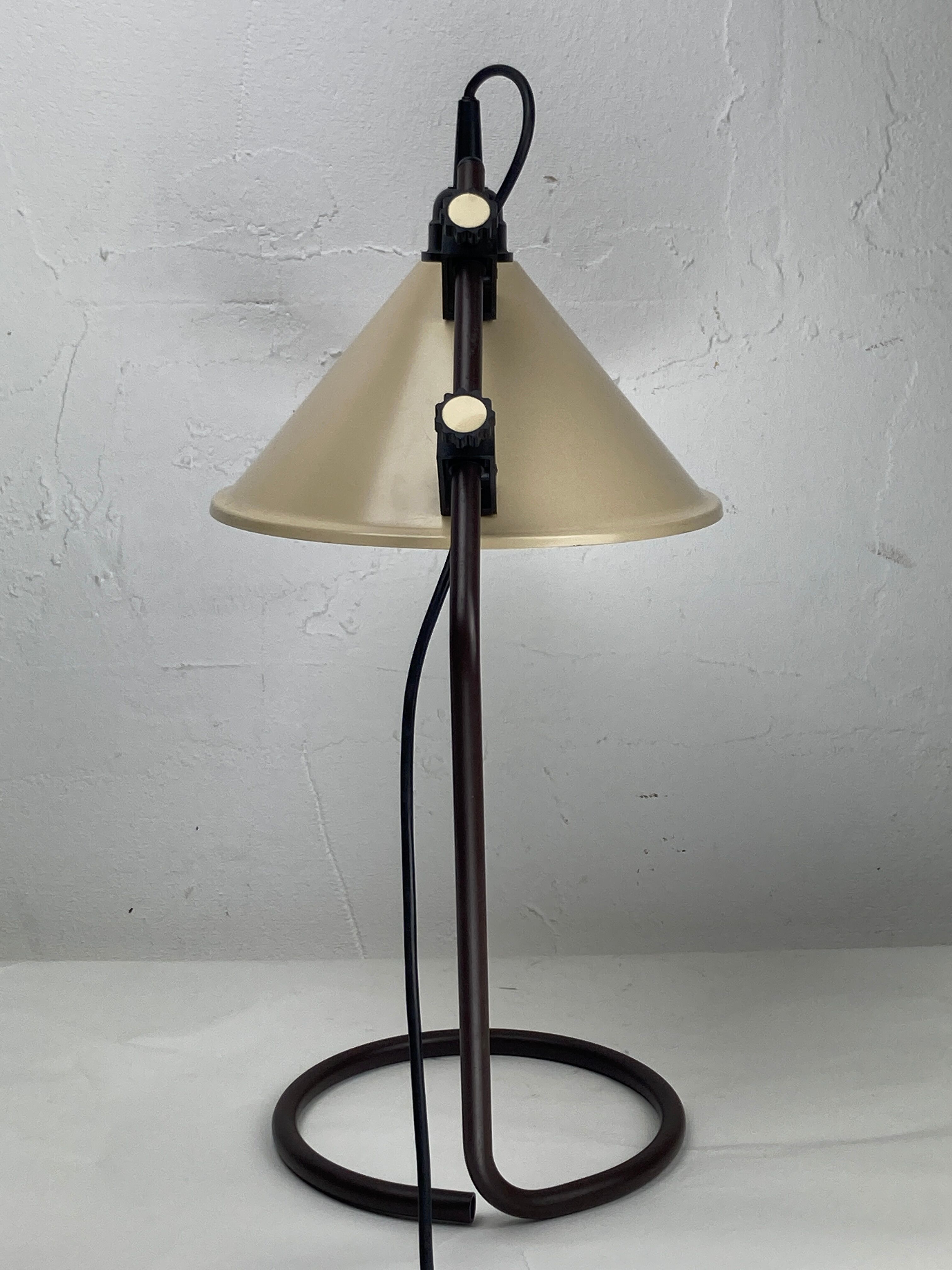 Brown metal "modernist" architectural desk lamp, Dutch 1970s