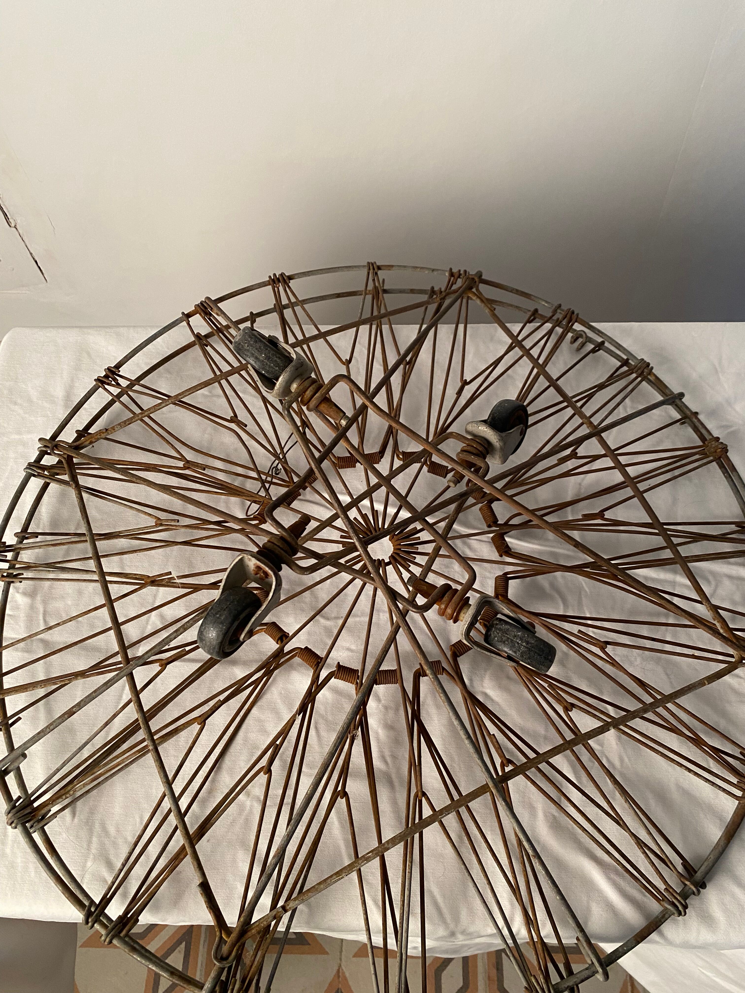 Old vintage foldable laundry basket