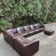 Modular sectional soft dark brown leather sofa by Arflex, Italy 1970