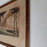 Roger hebbelinck landscape original lithograph signed and numbered 11/350