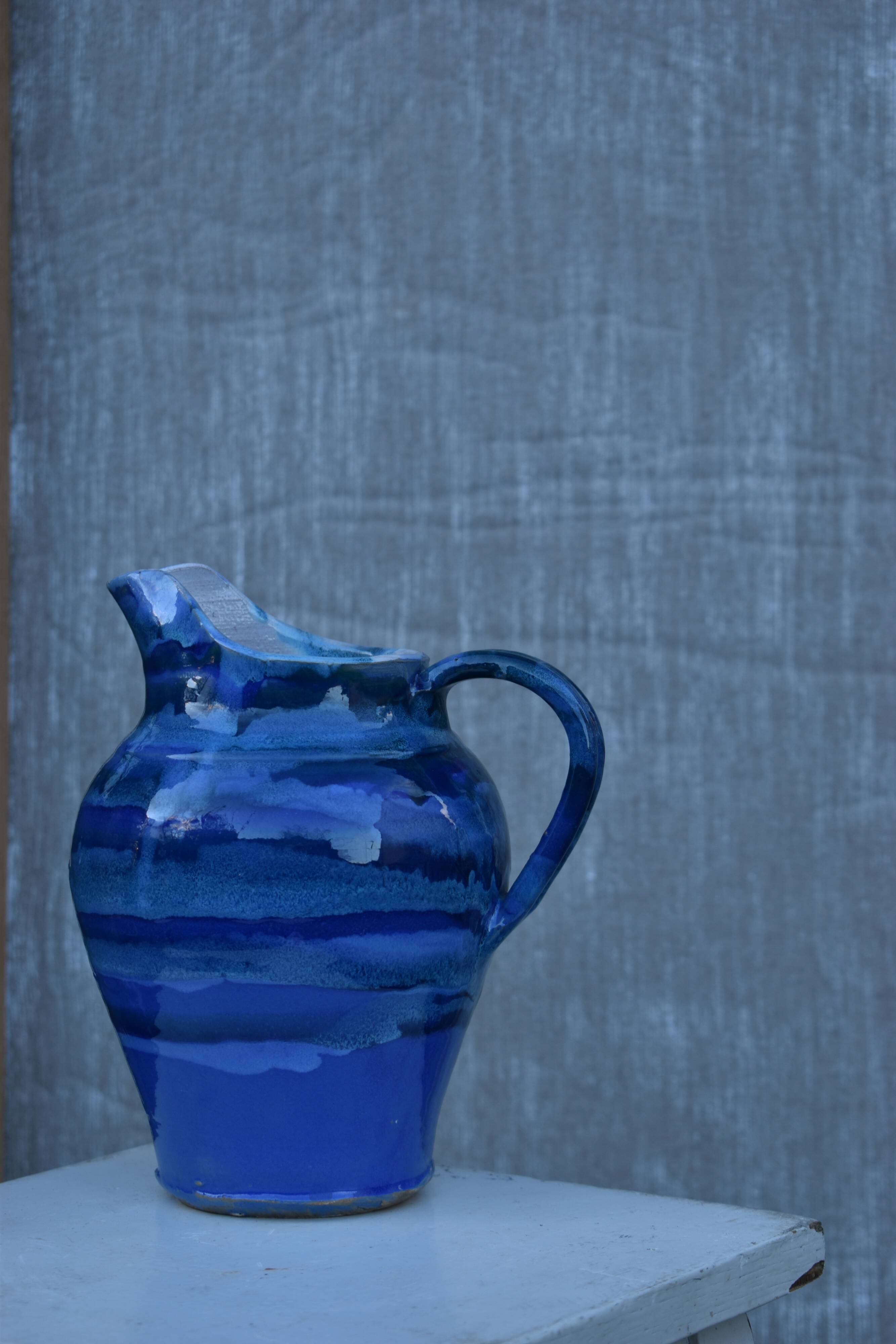 Antique blue Hennebont pitcher