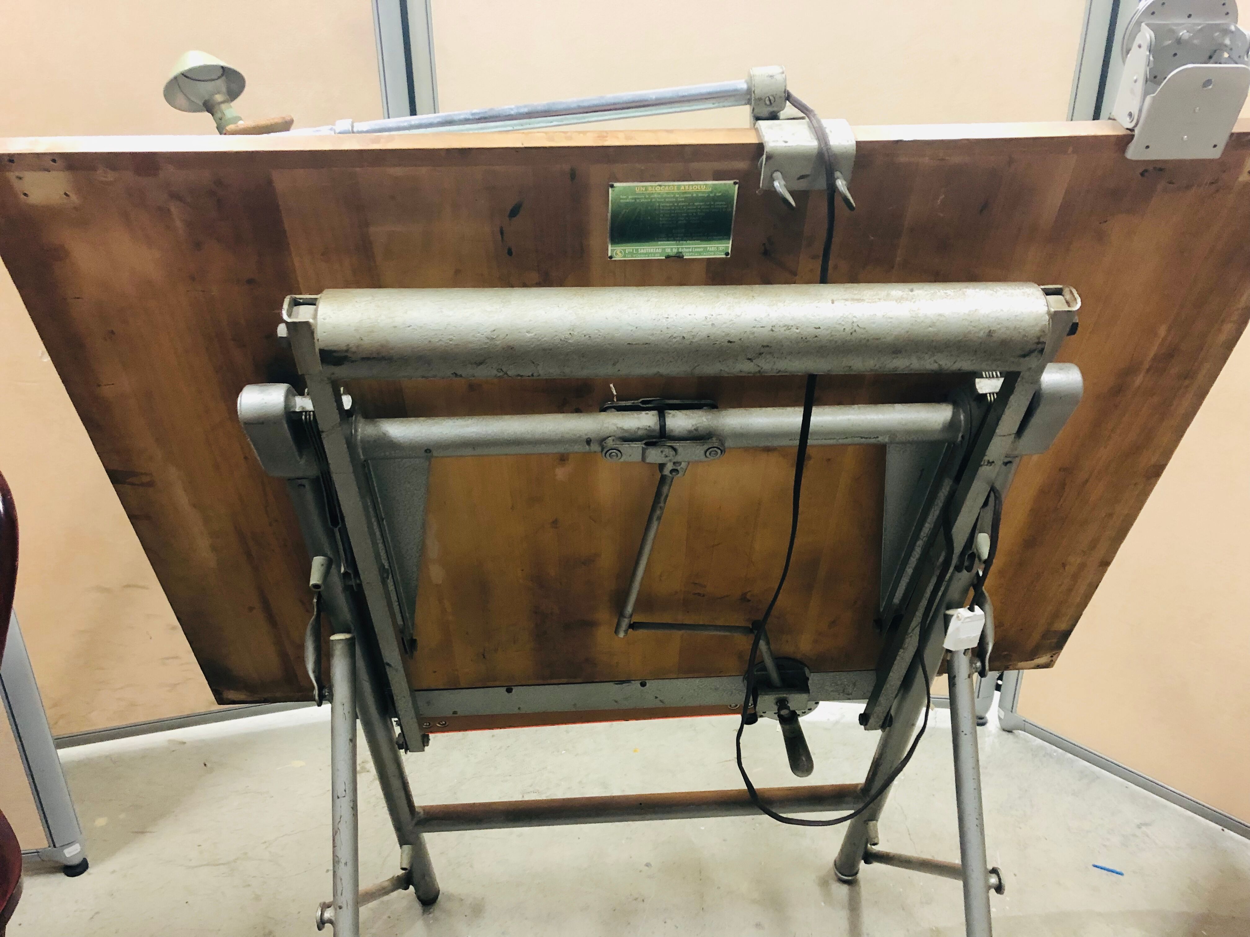 Old architect table of the brand Unic