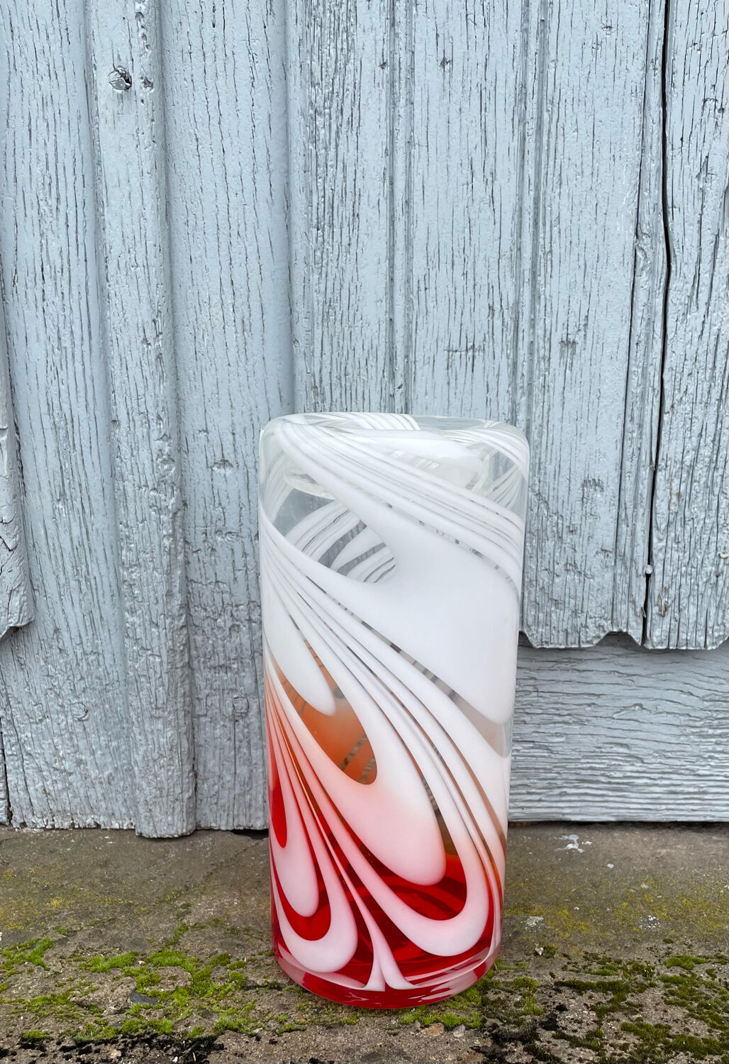 Mid Century modern hand blown “Flame glass vase