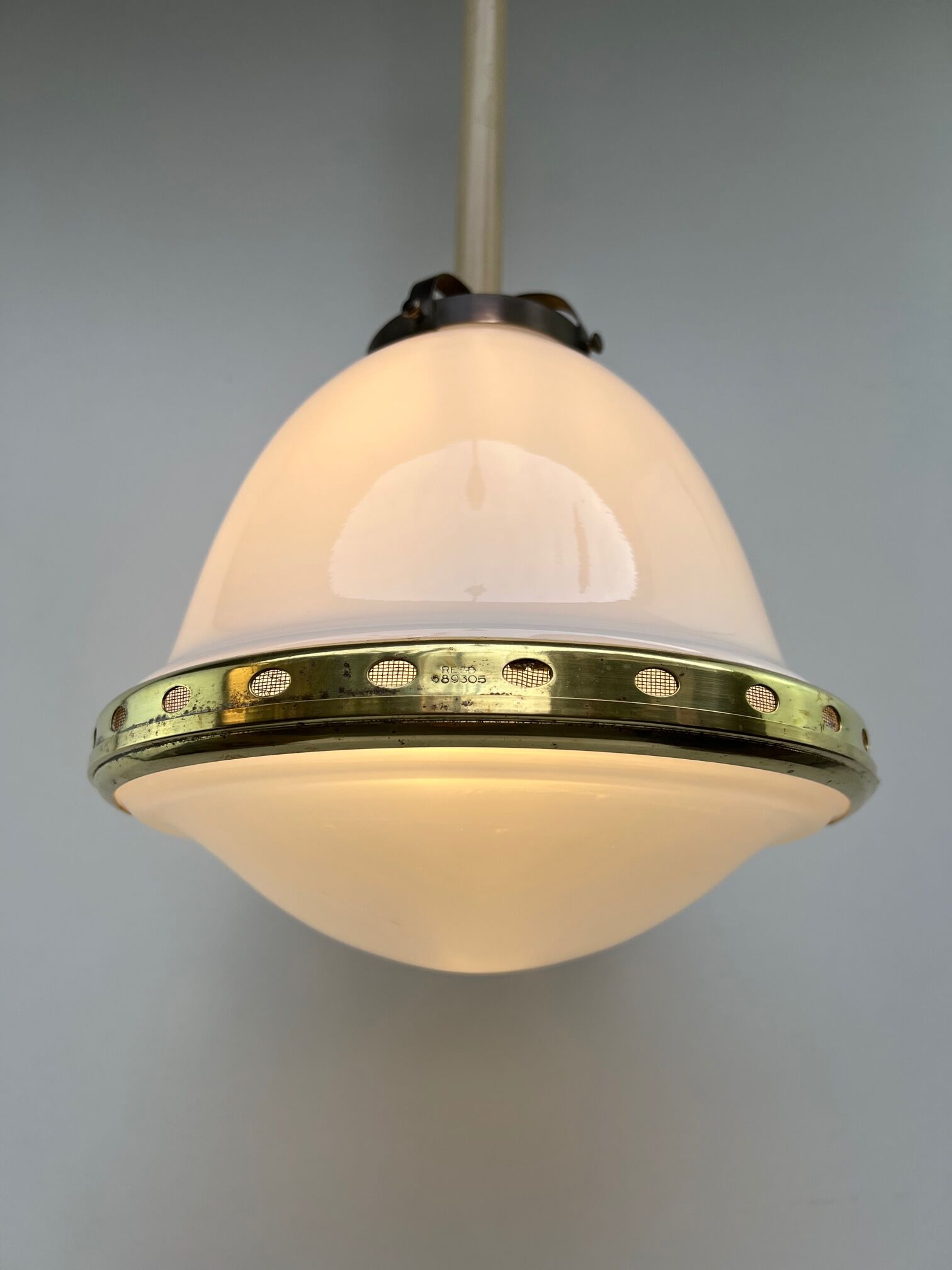 Chandelier 1920 opaline and frosted glass brand bag paris