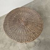 Round wicker coffee table from the 60s