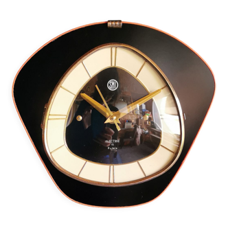 Vintage formica clock silent wall clock "SMI black orange"