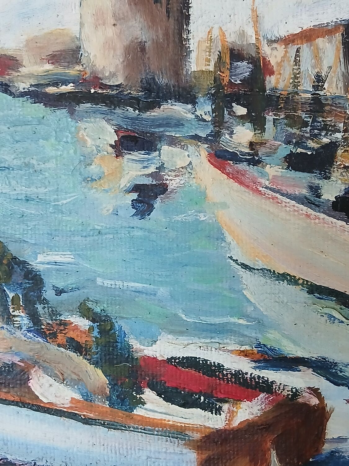 Peinture marine, le port de la Rochelle, années 50