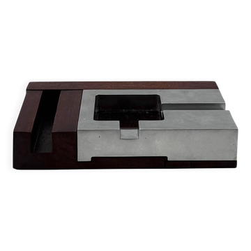 Mid-century modern mahogany ashtray, Alfred Dunhill Italy 1970s