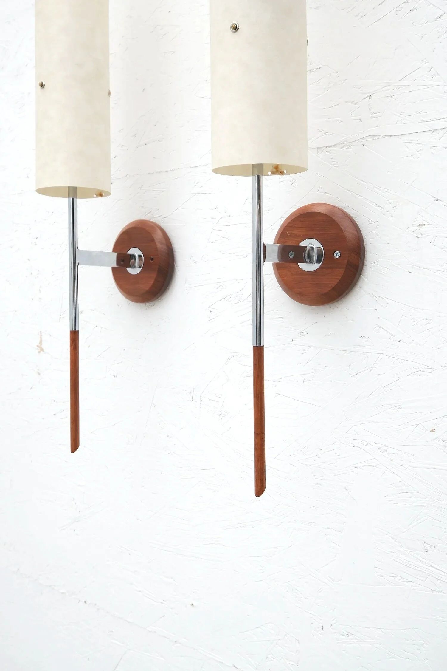 Pair of Gustaf wall lights in wood and metal, Sweden 1980