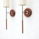 Pair of Gustaf wall lights in wood and metal, Sweden 1980