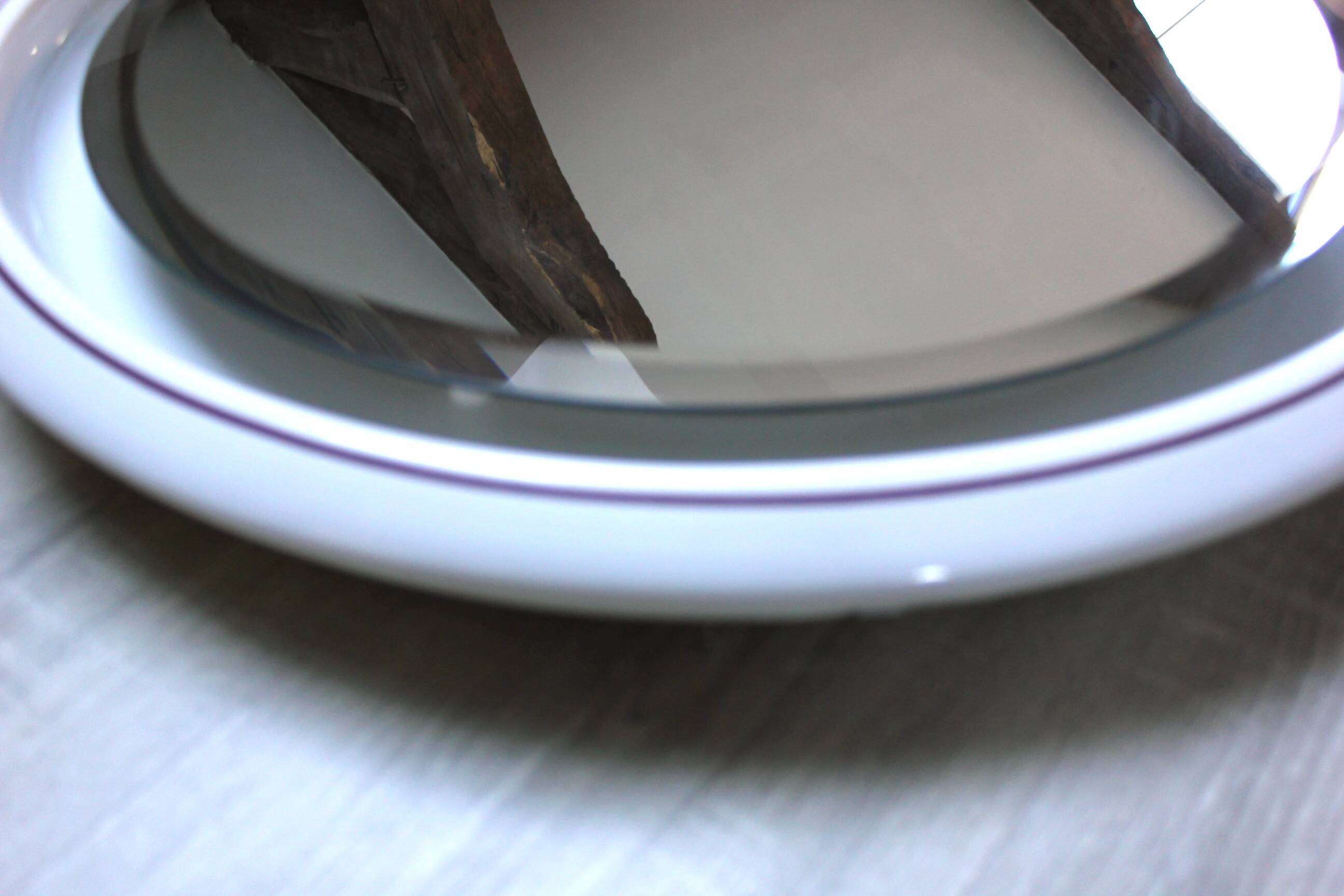 Large Round Vintage Ceramic Light Mirror Space Age 68cm - 1970s