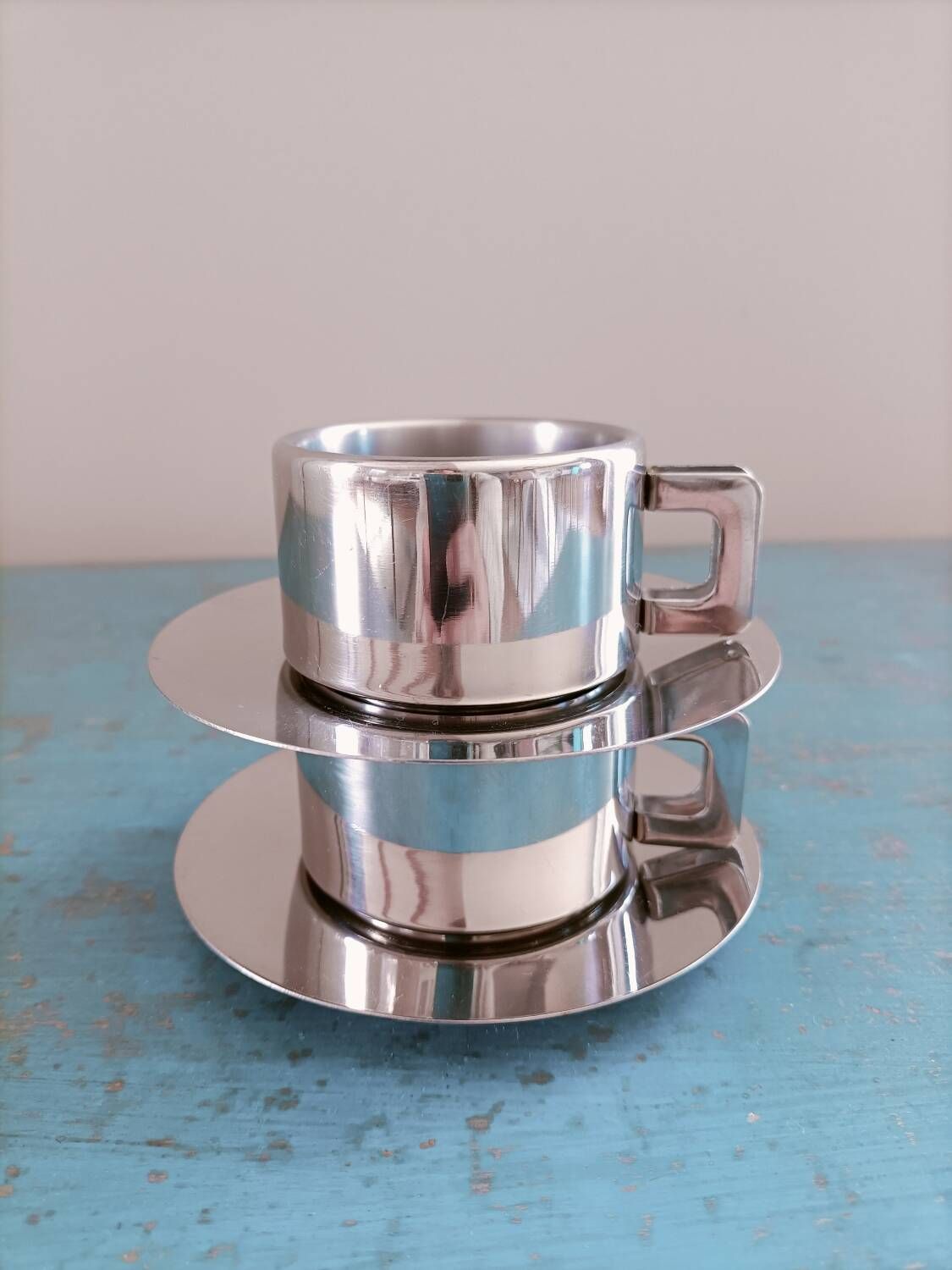 2 vintage Italian stainless steel cups Casalinghi Sto