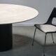 Table à manger Tobio en travertin et cuir par Afra & Tobia Scarpa pour B&B Italia, 1977
