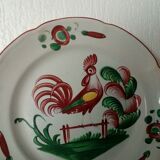 Plate in faience of luneville decor au coq a la barriere 19 eme