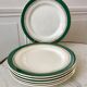 set of 6 flat plates Digoin Sarreguemines model "Martine" green and golden 50s
