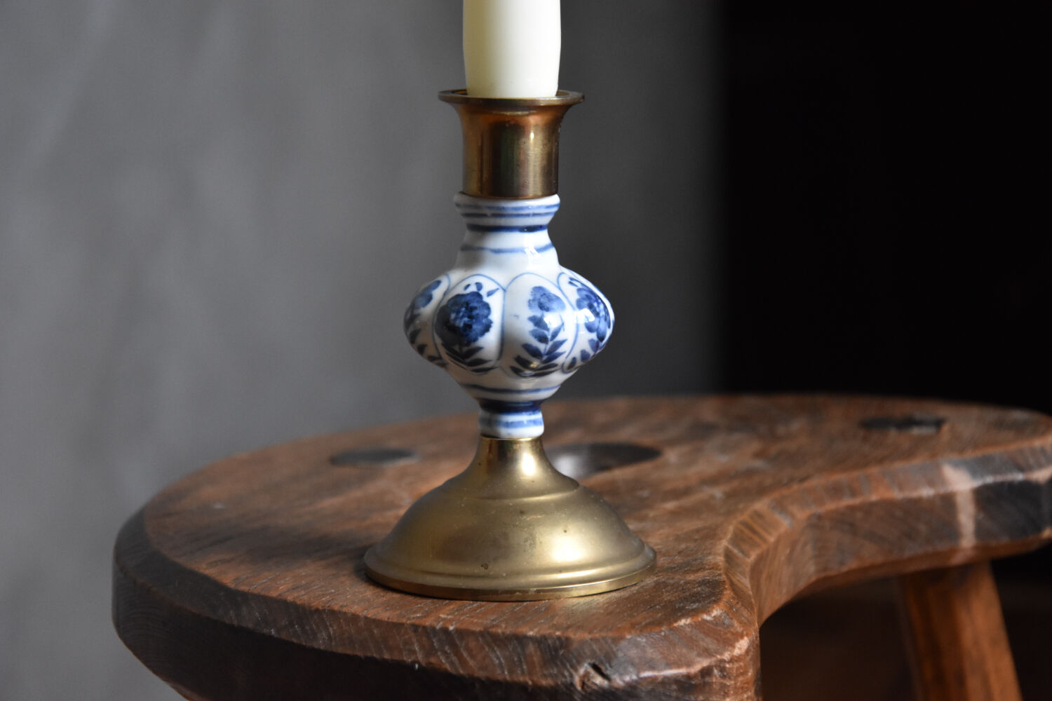 Porcelain brass candle holder
