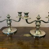 Pair of silver-plated bronze candlesticks by Auguste Mourier
