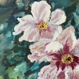 Oil canvas on wood flowers