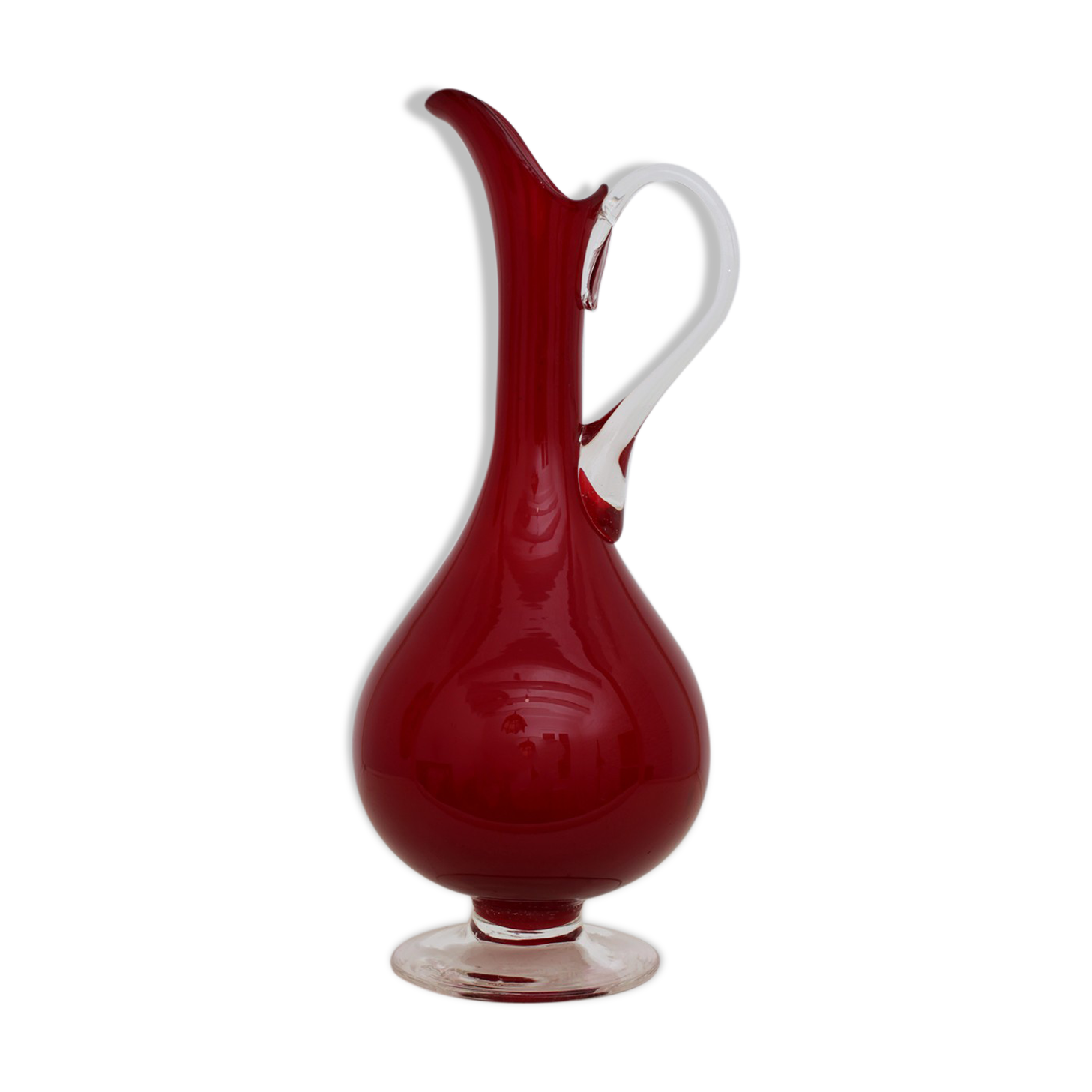 Vase carafe élégante en verre rouge