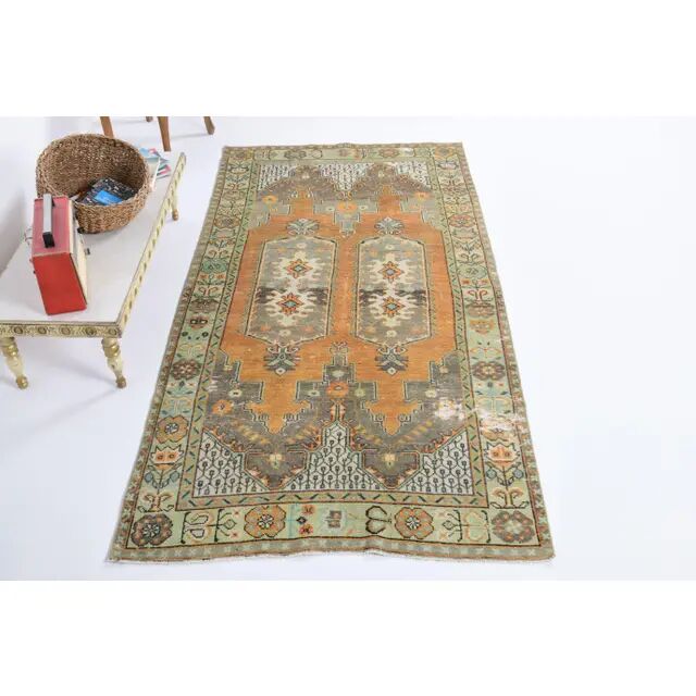 Vintage Turkish Oushak Handmade Wool Rug 117x231