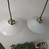 2 opaline pendant lights