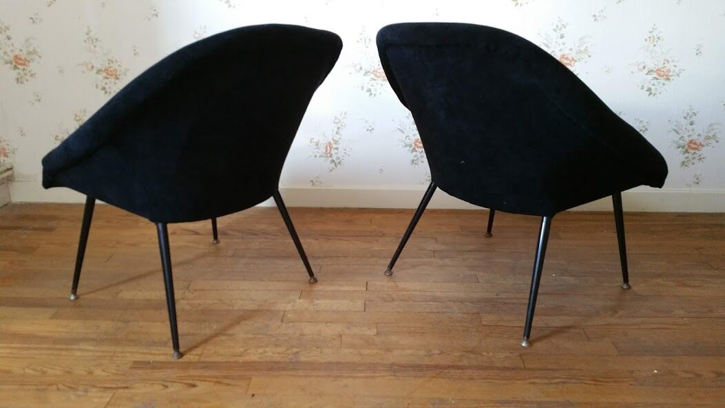 Pair of chairs basket Bi color restored 50 st. 60 feet metal