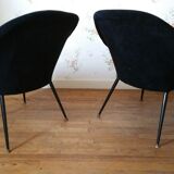 Pair of chairs basket Bi color restored 50 st. 60 feet metal