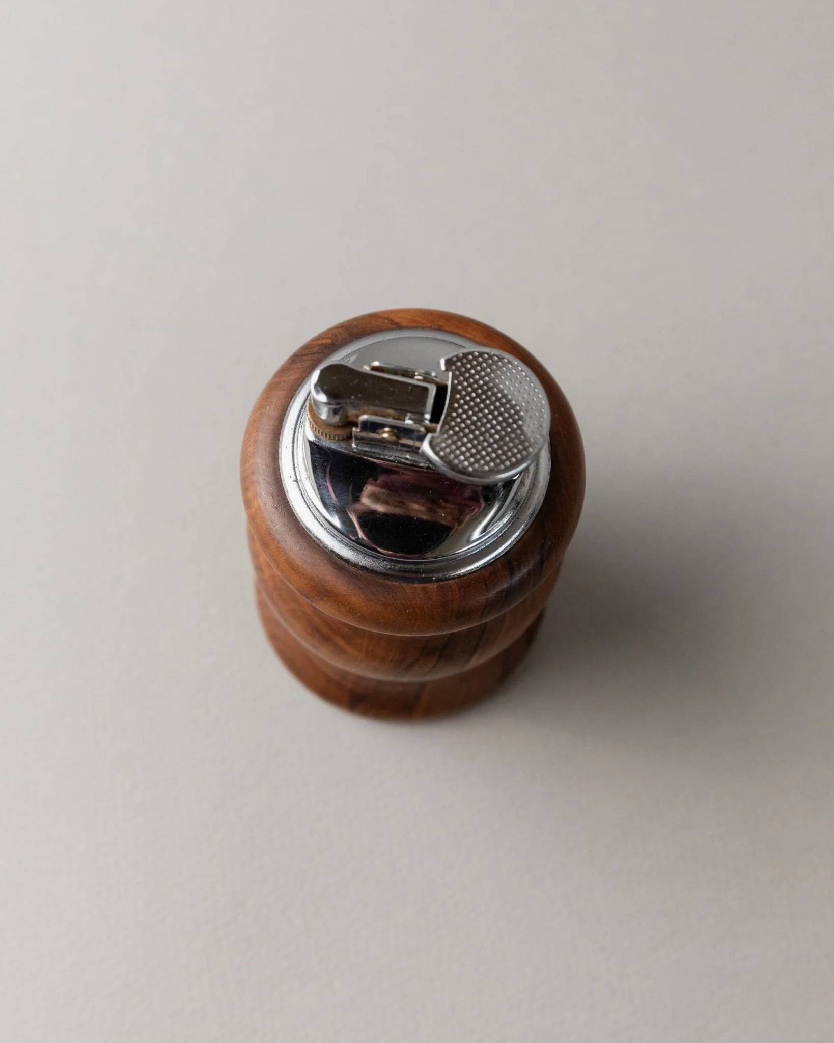 Brown Wood Vintage Lighter with Curved Italian Design, 1960s Table Accessory - Refined Gift