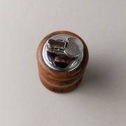 Brown Wood Vintage Lighter with Curved Italian Design, 1960s Table Accessory - Refined Gift