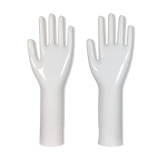 Paire de présentoirs à bijoux vintage authentiques en porcelaine industrielle représentant des mains