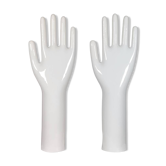 Paire de présentoirs à bijoux vintage authentiques en porcelaine industrielle représentant des mains.