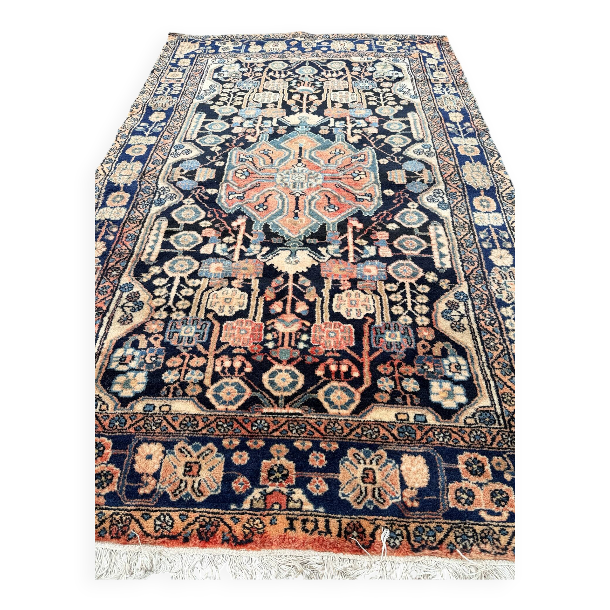 Magnifique tapis ancien persan Nahavand noué main