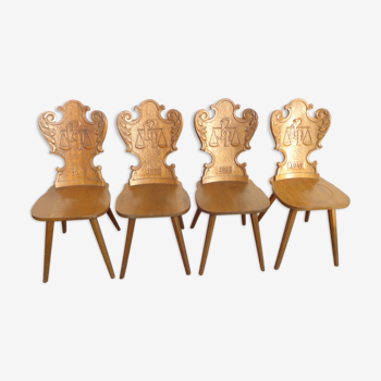 Set de 4 chaises vintage caducée