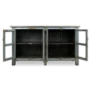 Glazed sideboard in patinated solid wood