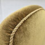 Canapé/lit de repos 2 places des années 1950, velours vert clair, pieds en frêne.