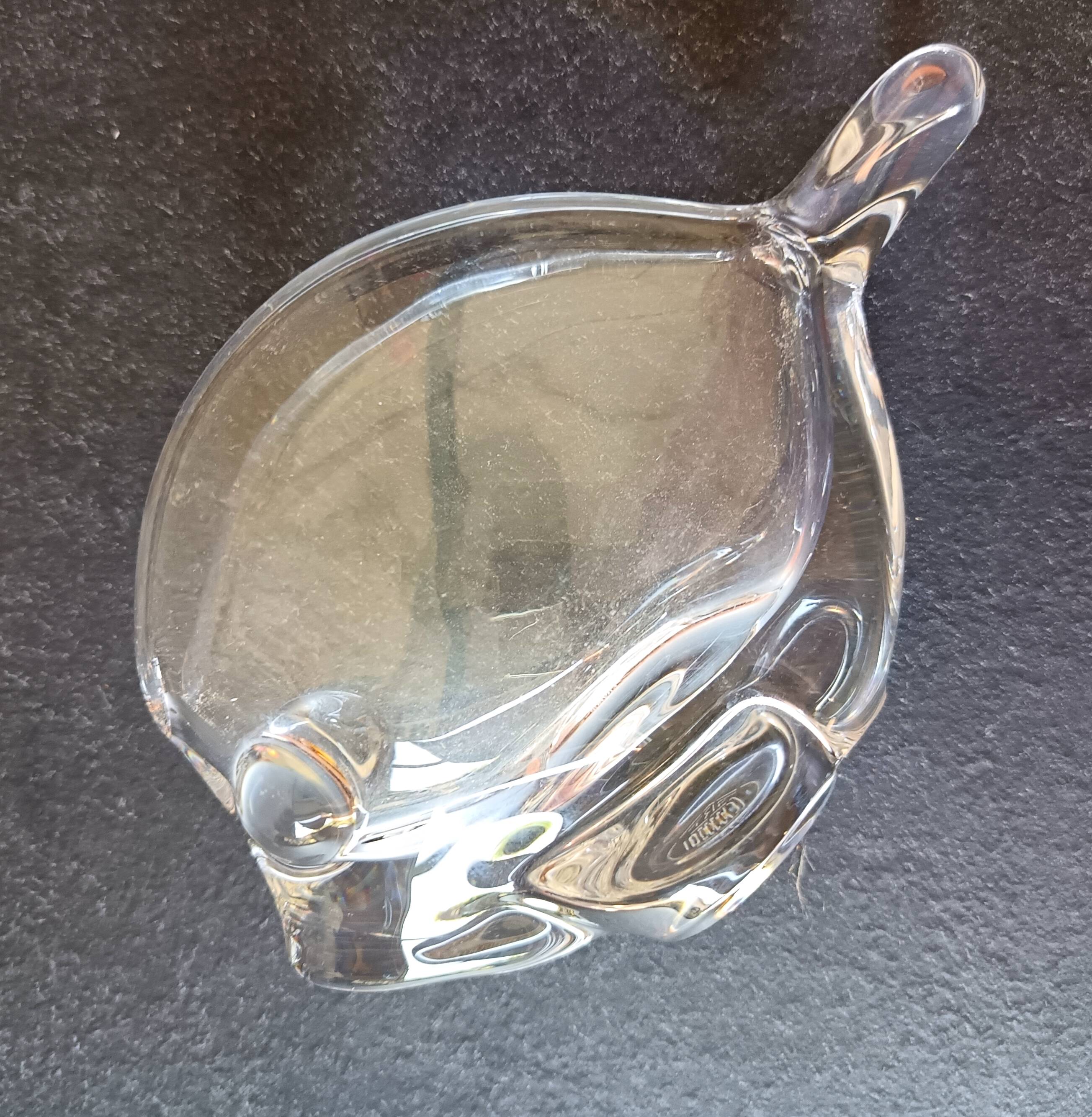Set of 2 Empty Pockets, Dolphin Fish Glass Jars, Vannes Crystal