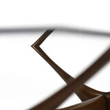 Table basse scandinave en noyer Condoren verre Örebro, années 1960