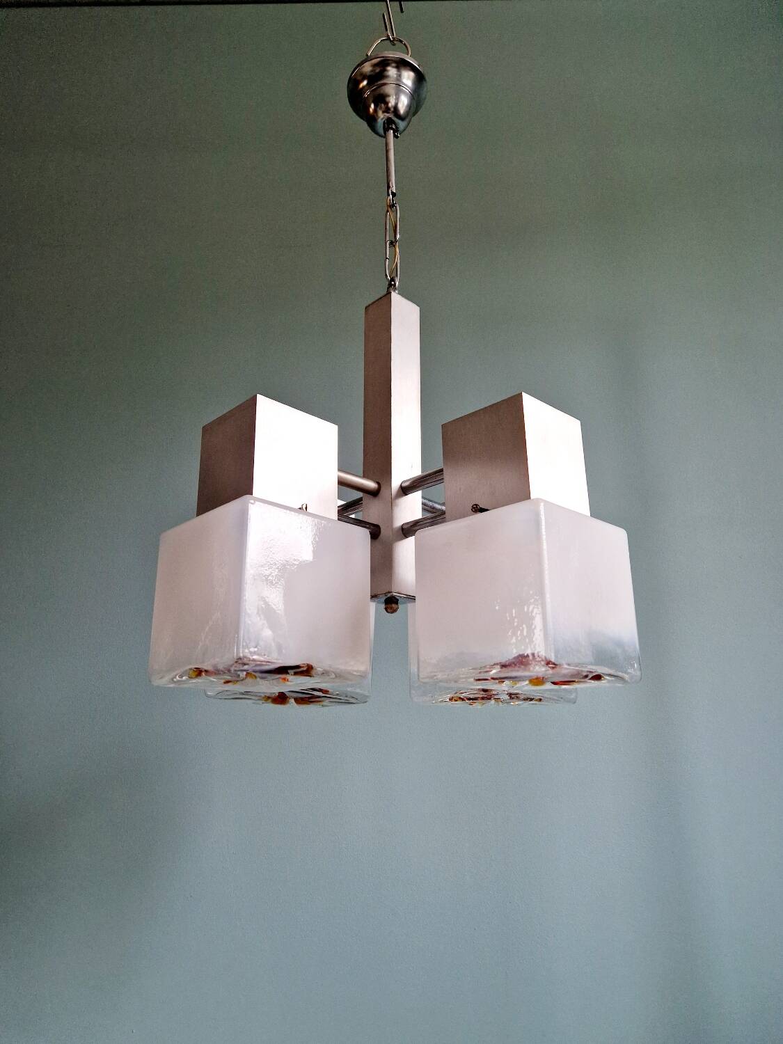 Mazzega cubic chandelier, Space Age style, 70s