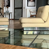 Vintage armchair and ottoman "California" Jacques Charpentier, "Flat" edition, France 1970