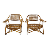 Paire de Fauteuils italiens en rotin, 1960s