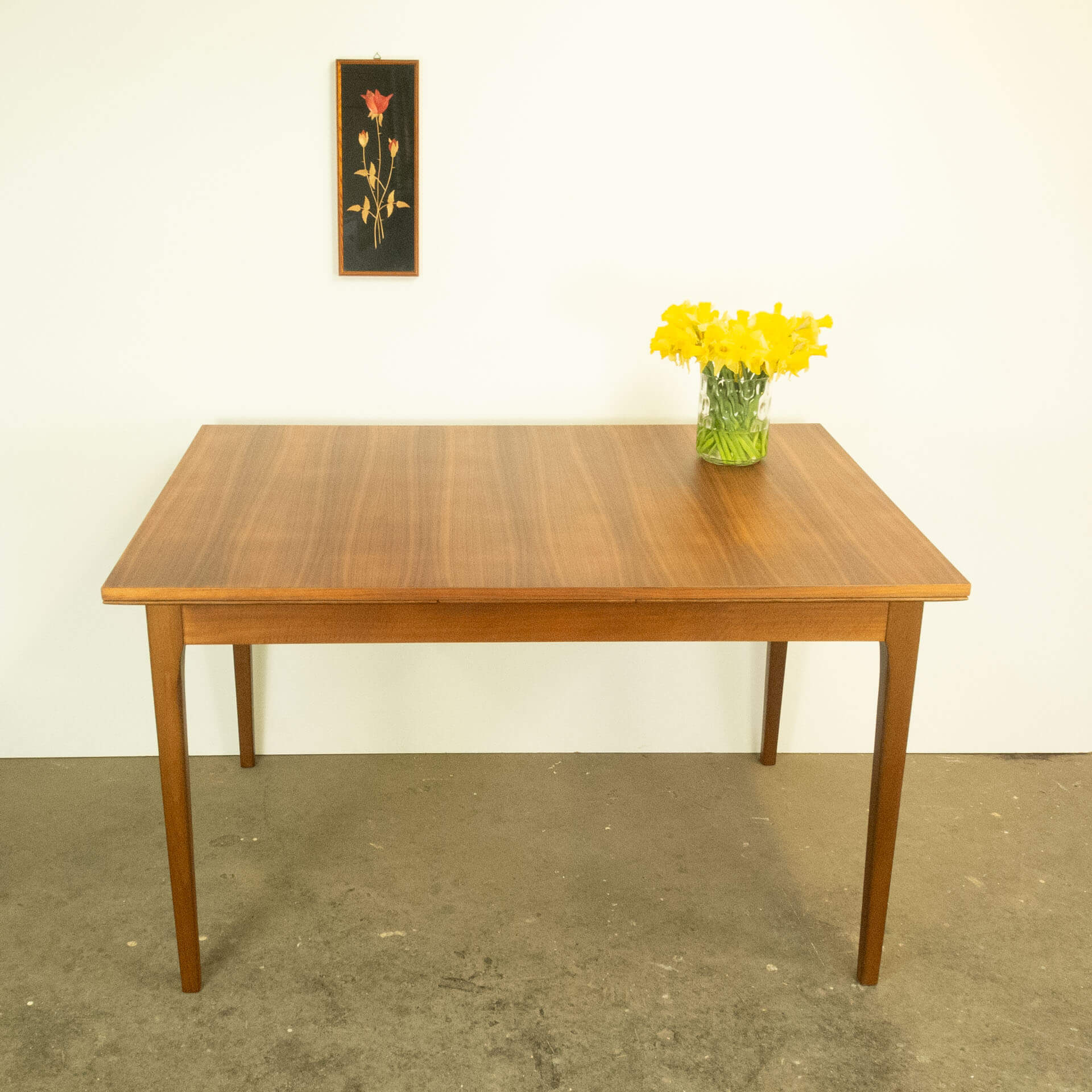 Extendable dining table by Lübke, walnut, beech, vintage from the 60s